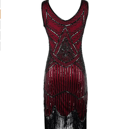 Womens 1920s Vintage Sequin Full Fringed Dress Kia Day Design