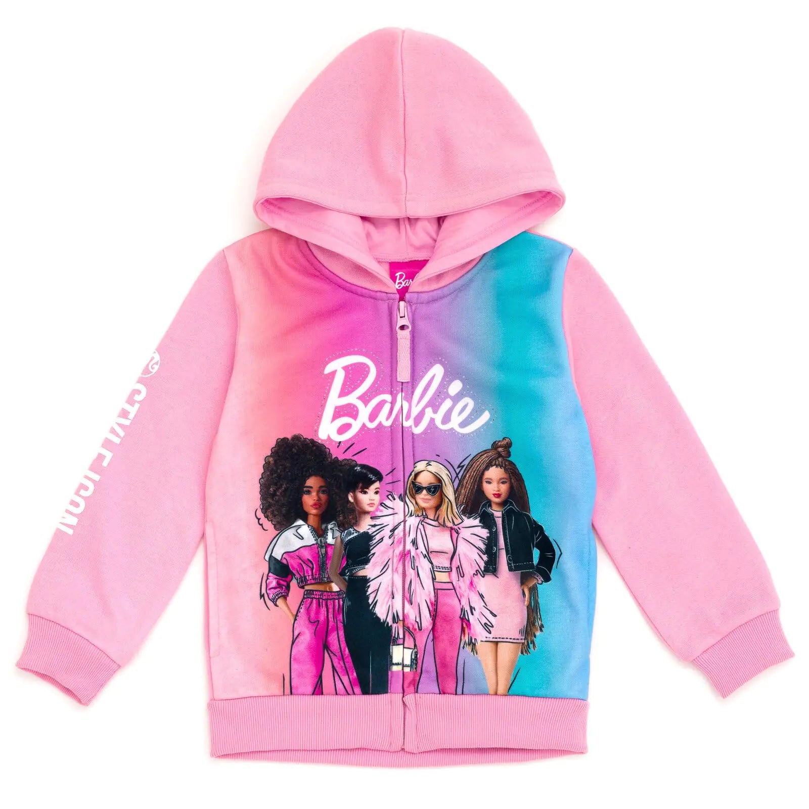 Barbie Big Girls Fleece Zip Up Hoodie Pink 14-16 Kia Day Design