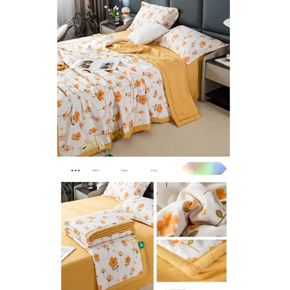 Four-Piece Bedding Set Cotton Summer Cooling Quilt Comforter Kia Day Design