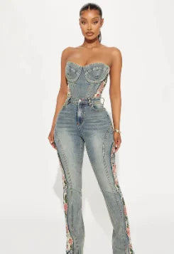 Long Flare Denim Jeans Women