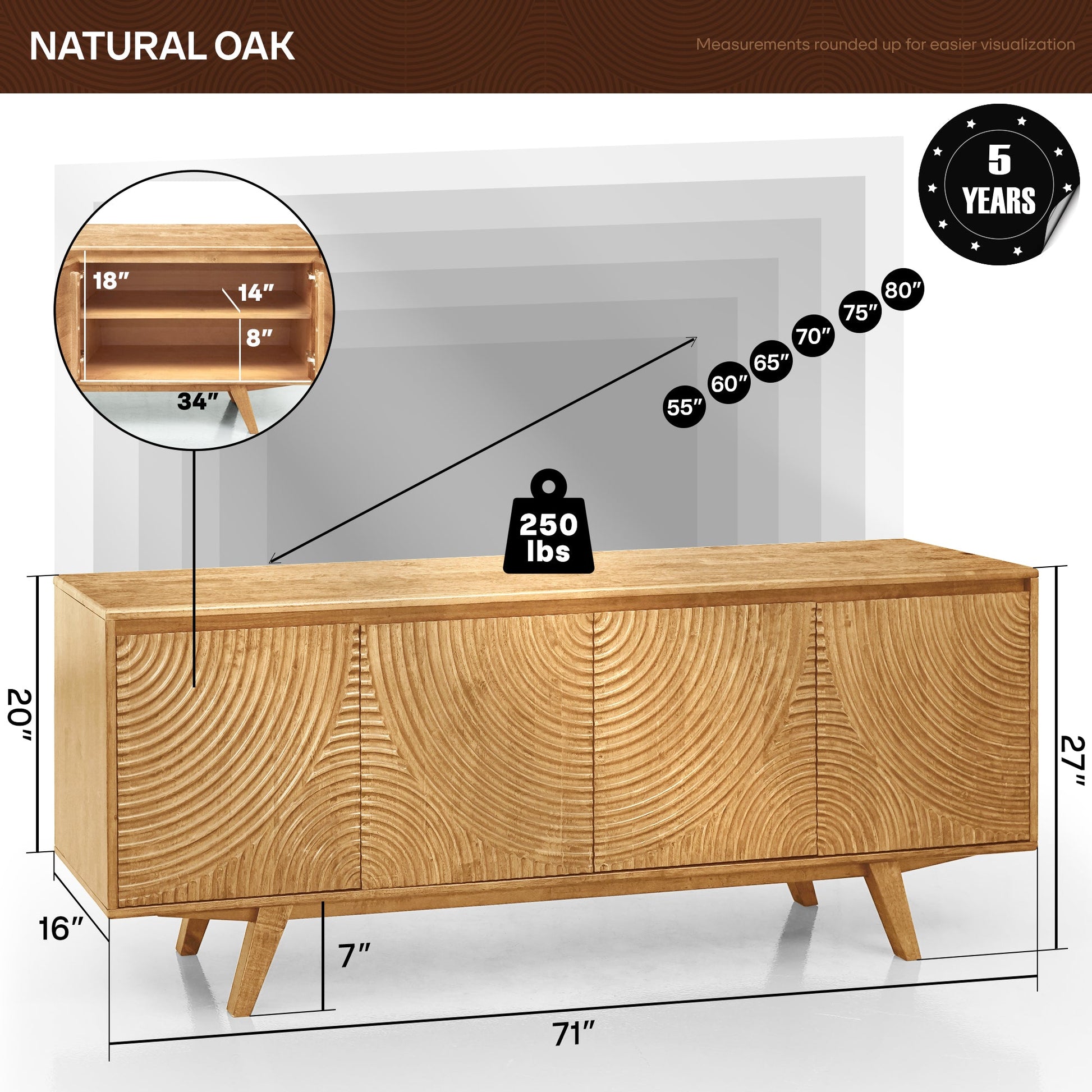 Harmony Wood TV Stand - - TV Stand
