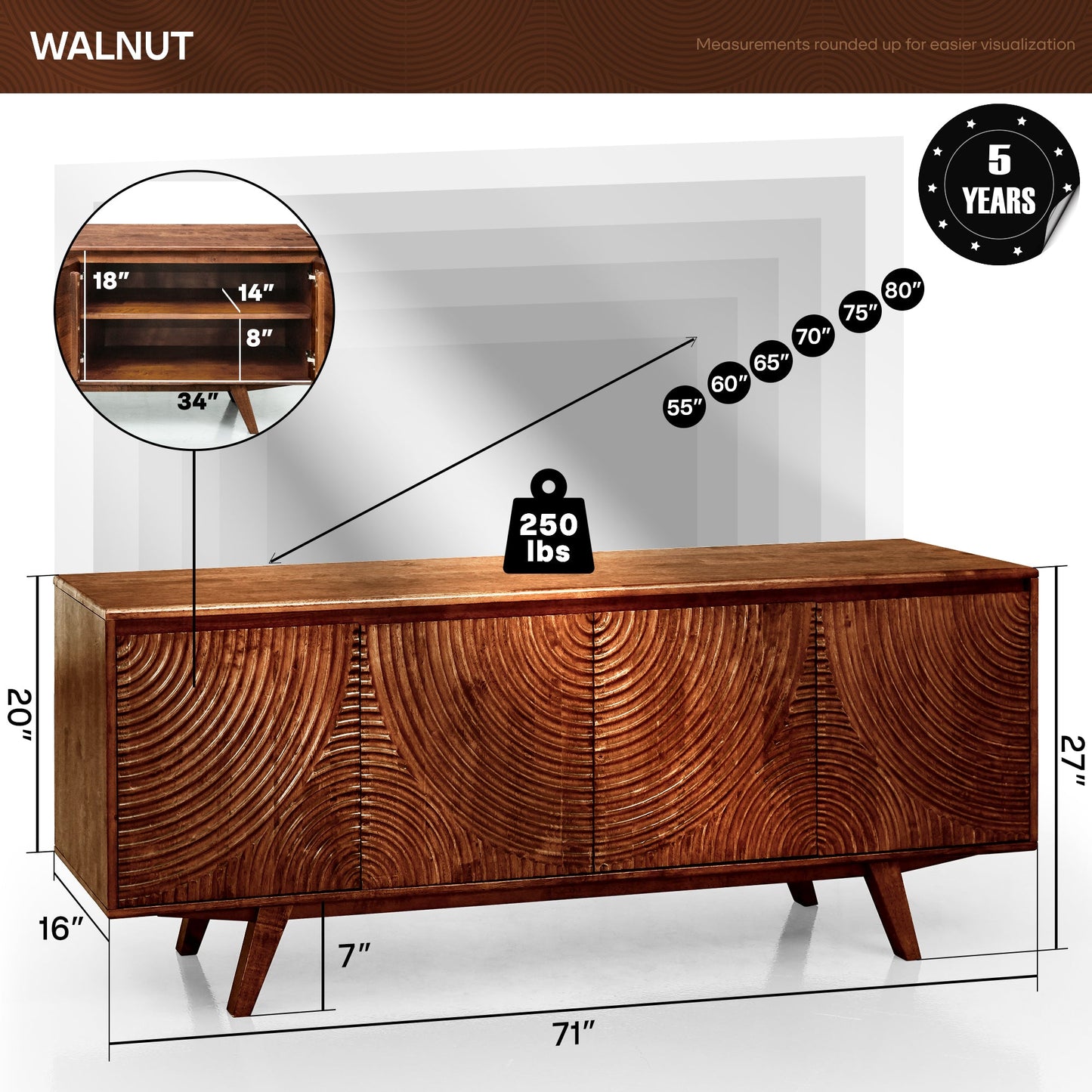 Harmony Wood TV Stand - - TV Stand