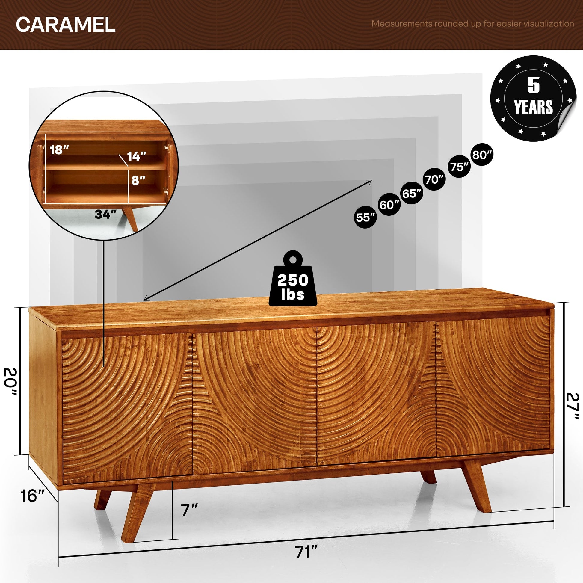 Harmony Wood TV Stand - - TV Stand