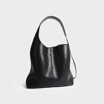 Underarm Soft Leather Crossbody Bag Black