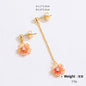 Women Copper Real Gold-Plated Pink Enamel Flower Earrings Kia Day Design