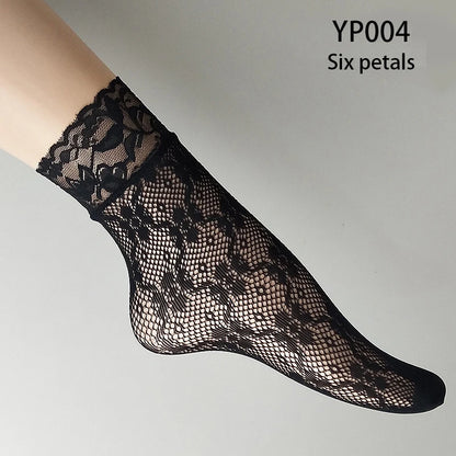 Black Socks Soft Lace Short Ankle Socks Fishnet Stocking Kia Day Design