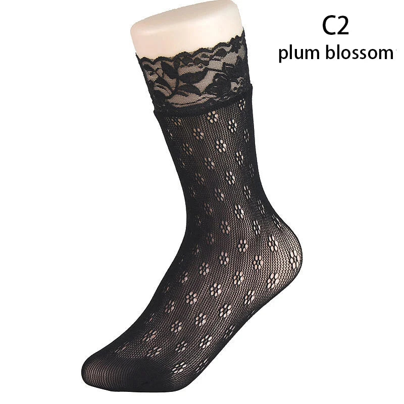 Black Socks Soft Lace Short Ankle Socks Fishnet Stocking Kia Day Design