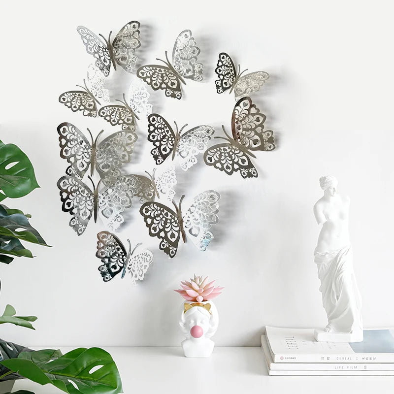 12pcs set 3D Hollow Butterflies Wall Stickers