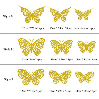 12pcs set 3D Hollow Butterflies Wall Stickers