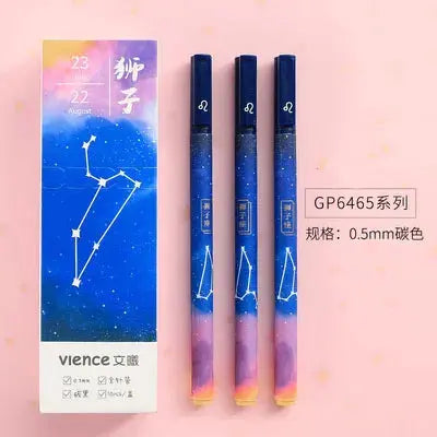 1-3pcs Constellation Gel Pen 3Pcs Leo Unisex