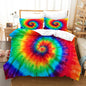 3pcs Tie Dyed Quilt Cover Set With Zipper red blue