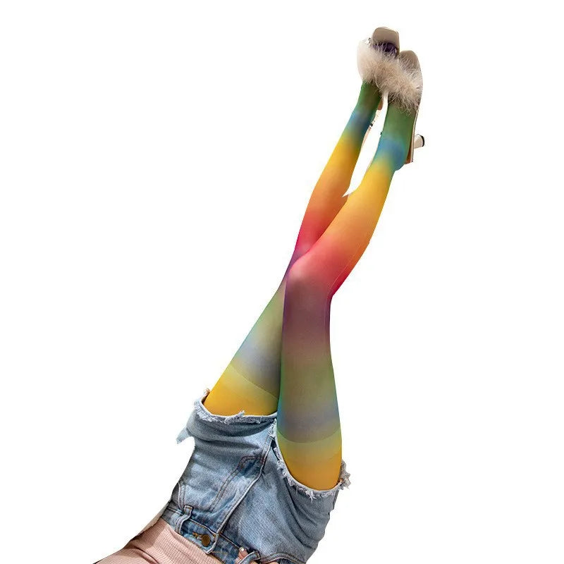 Rainbow Pantyhose Thin Women's Gradient Stripes Kia Day Design