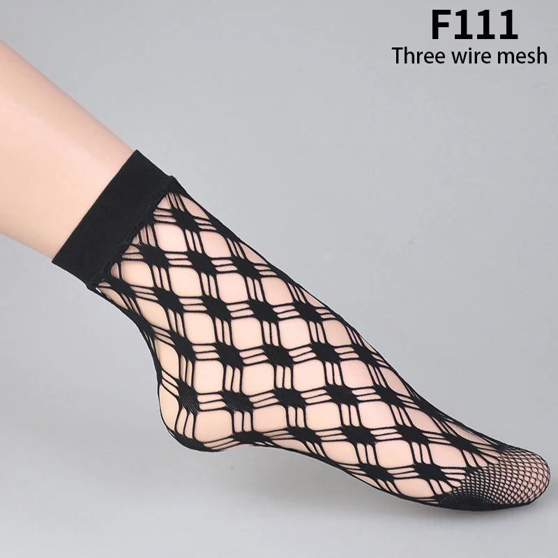 Black Socks Soft Lace Short Ankle Socks Fishnet Stocking Kia Day Design