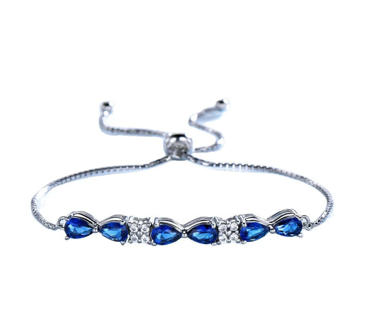 925 Sterling Silver Nano Sapphire Gemstone Chain Bracelet Kia Day Design