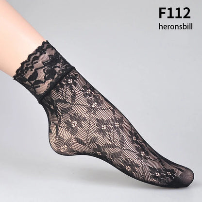 Black Socks Soft Lace Short Ankle Socks Fishnet Stocking Kia Day Design