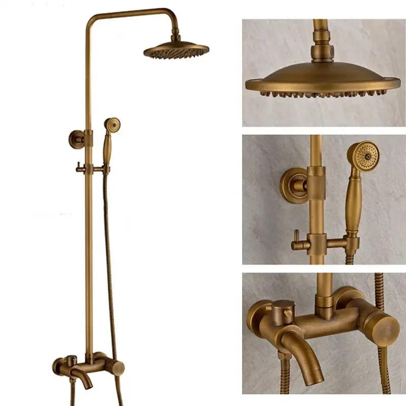 In Wall Exposed Antique Gold 8inch Bathroom Set With Slide Bar Kia Day Design