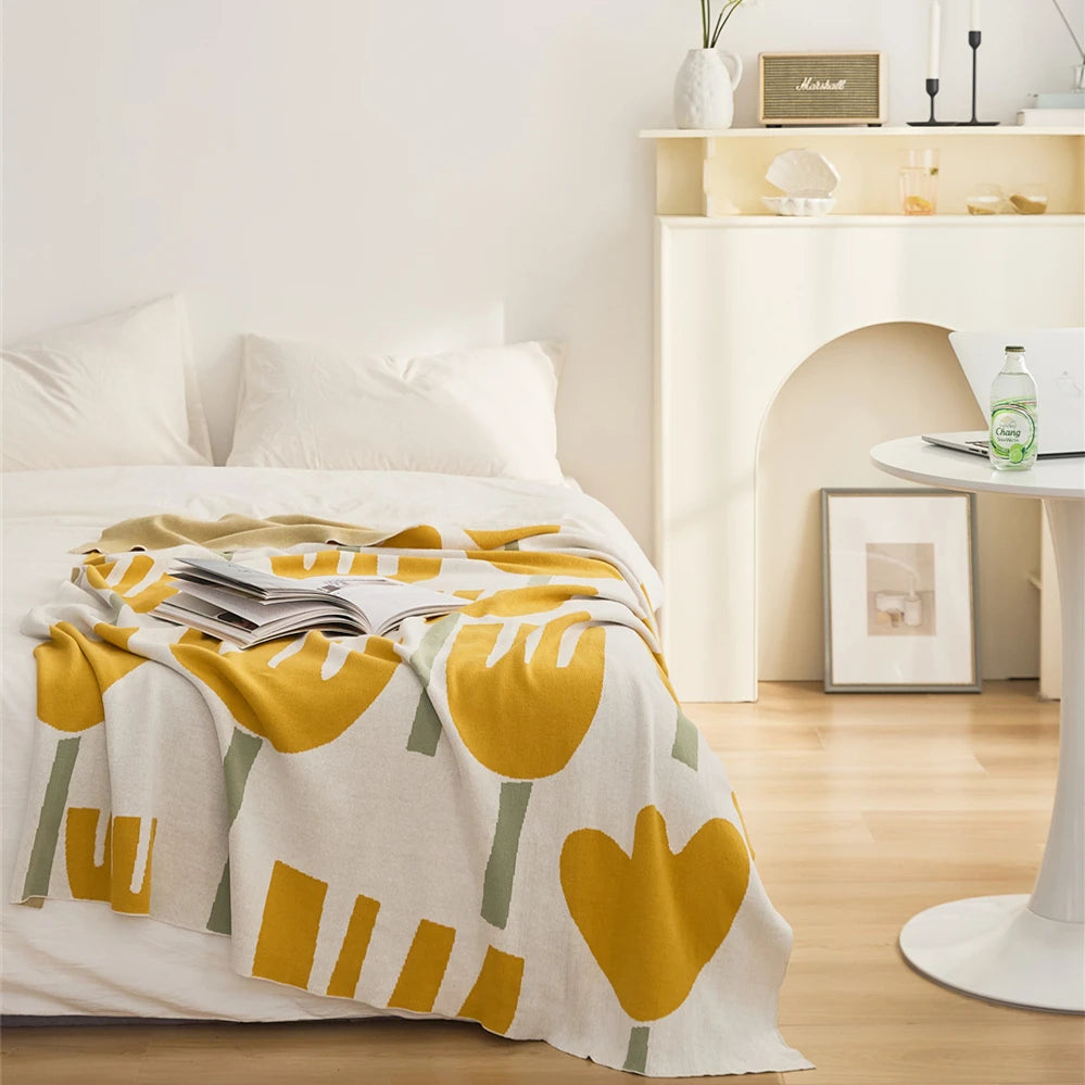 Cotton Knitted Blanket Throws Kia Day Design