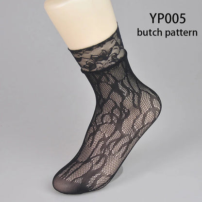 Black Socks Soft Lace Short Ankle Socks Fishnet Stocking Kia Day Design