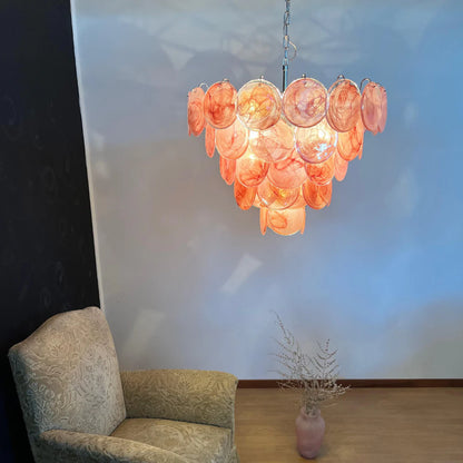 Pink Disc Murano Chandelier - - Chandelier