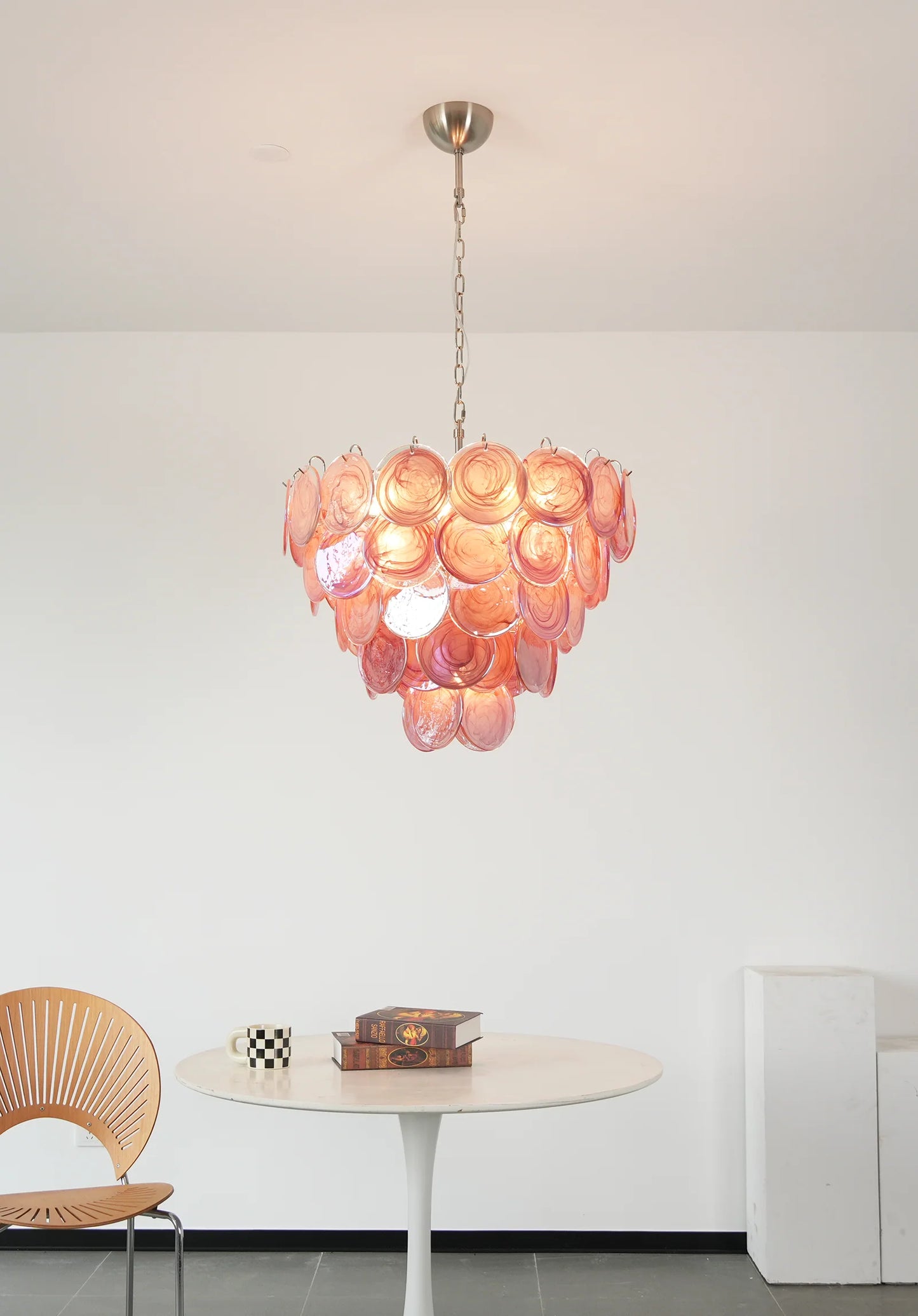 Pink Disc Murano Chandelier - - Chandelier