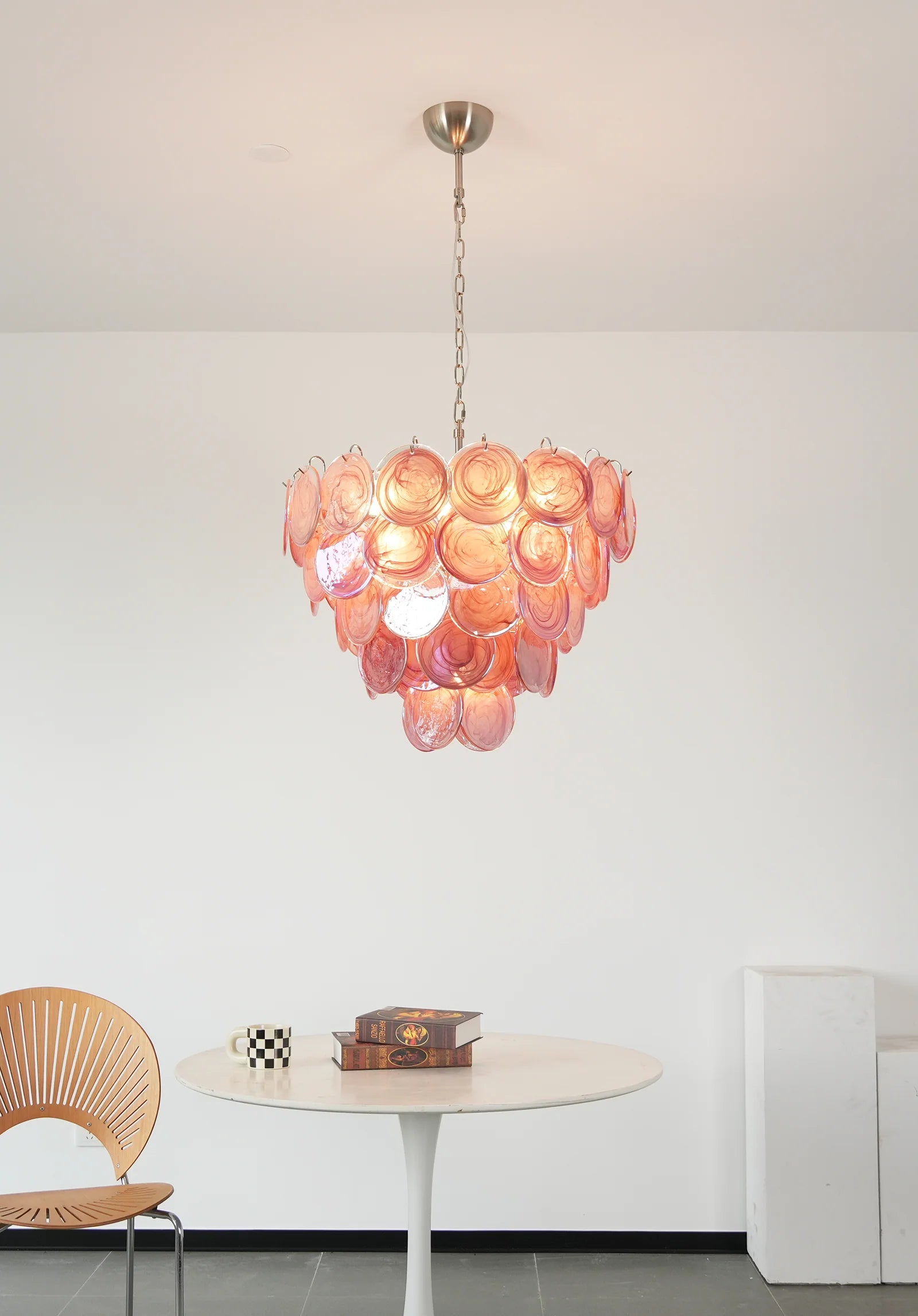 Pink Disc Murano Chandelier - - Chandelier