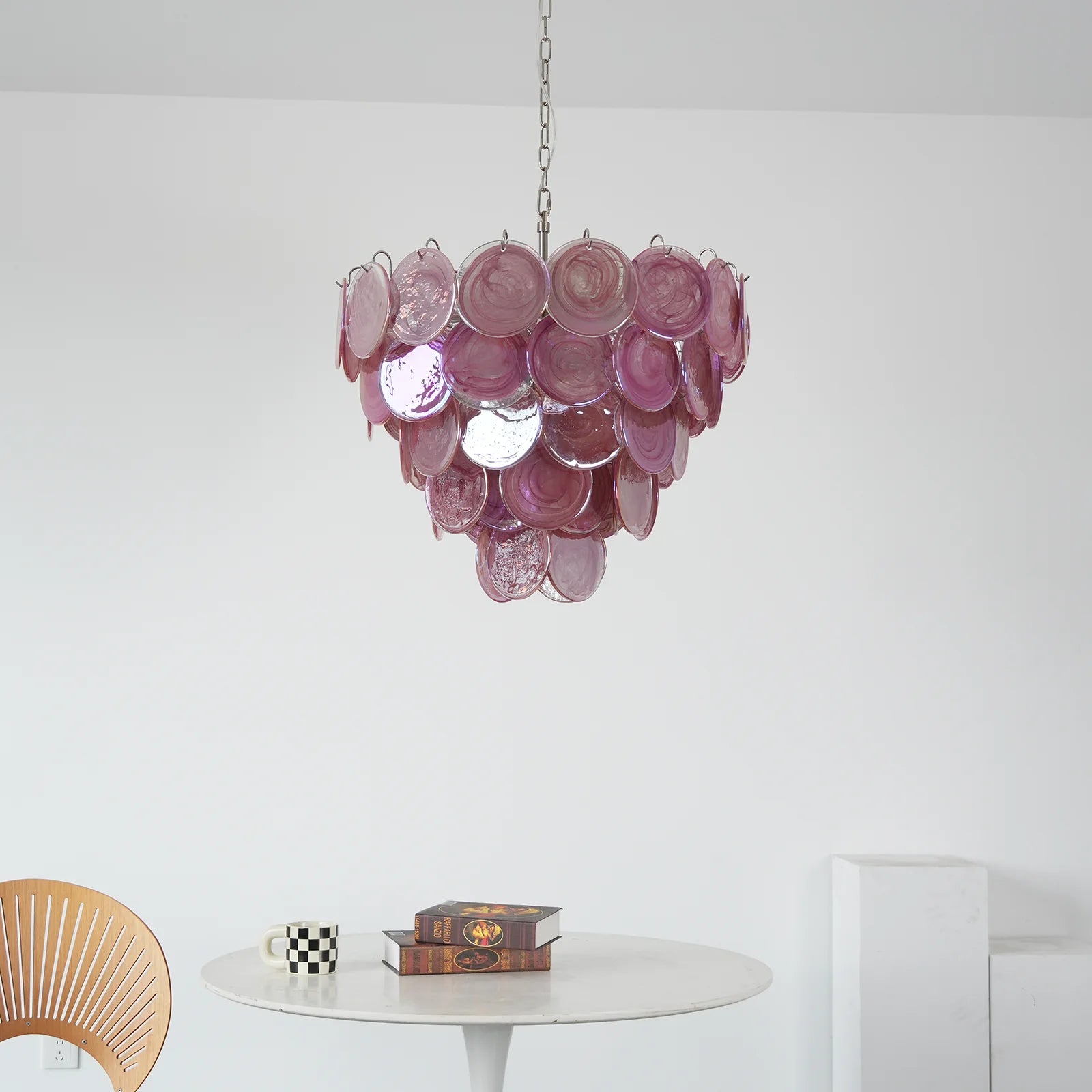 Pink Disc Murano Chandelier - - Chandelier
