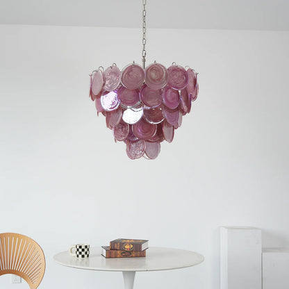 Pink Disc Murano Chandelier - - Chandelier