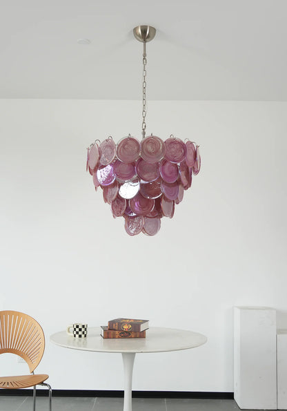 Pink Disc Murano Chandelier - - Chandelier