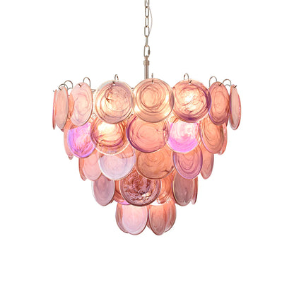 Pink Disc Murano Chandelier - - Chandelier