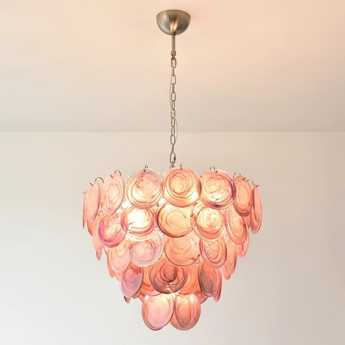 Pink Disc Murano Chandelier - - Chandelier