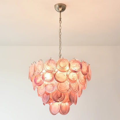 Pink Disc Murano Chandelier - - Chandelier