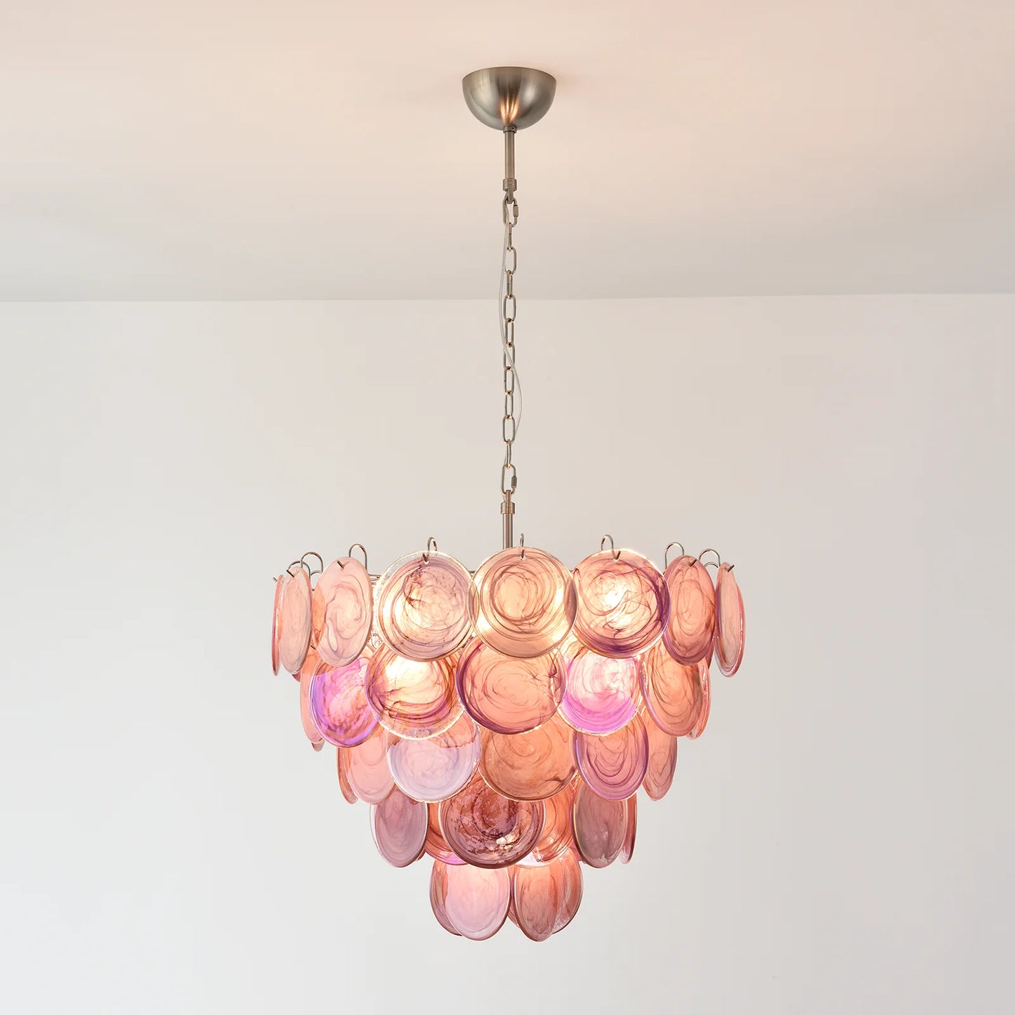 Pink Disc Murano Chandelier - - Chandelier