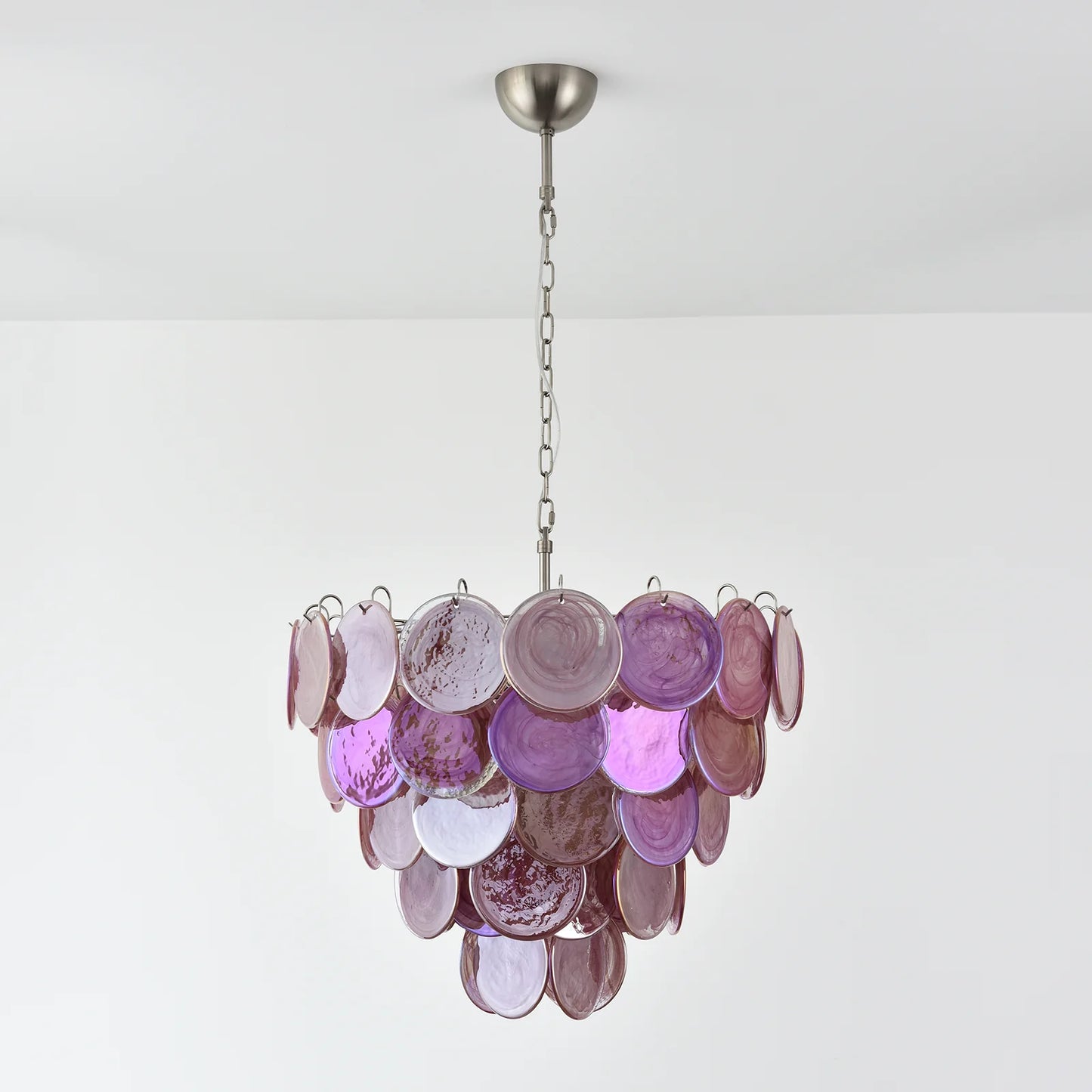 Pink Disc Murano Chandelier - - Chandelier