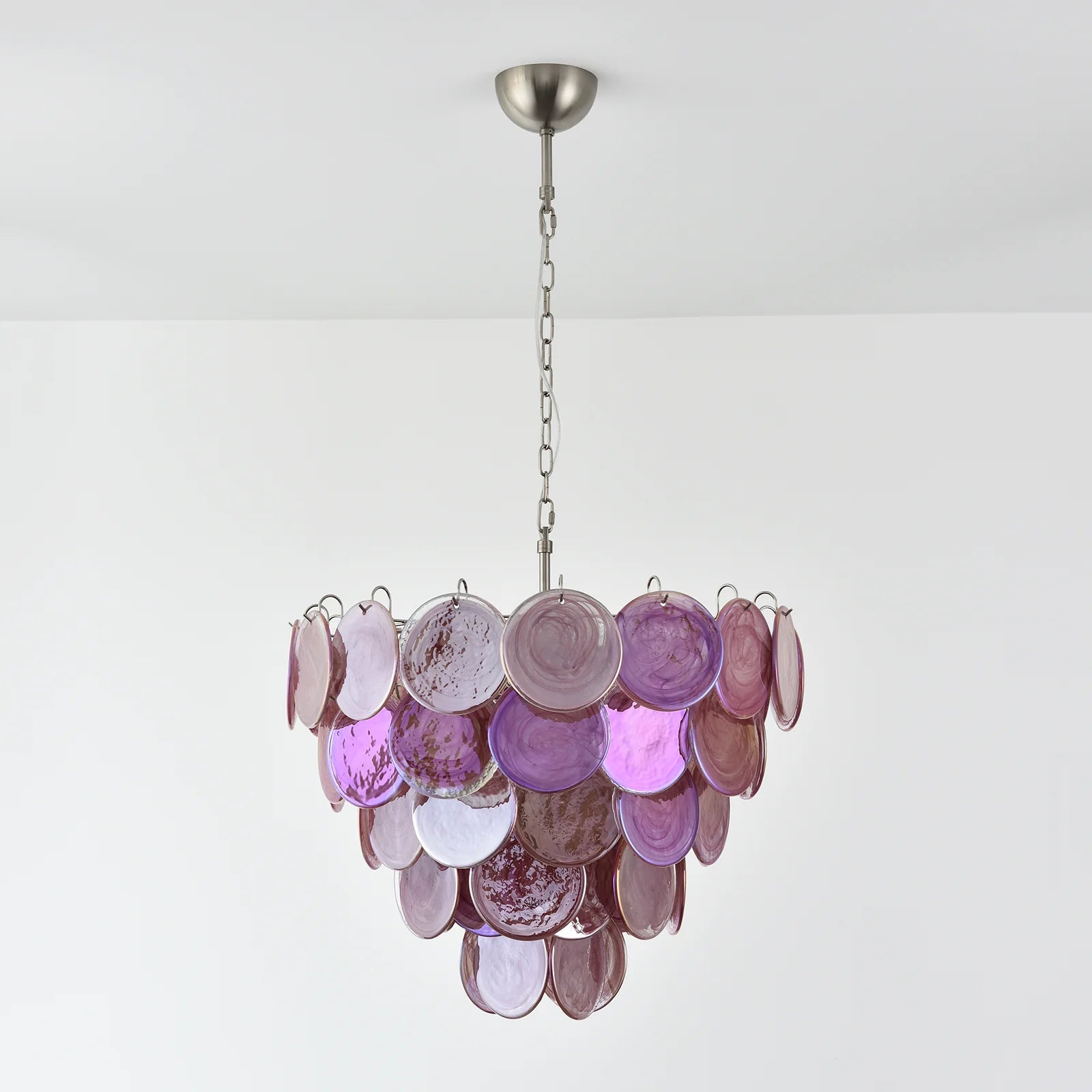 Pink Disc Murano Chandelier - - Chandelier