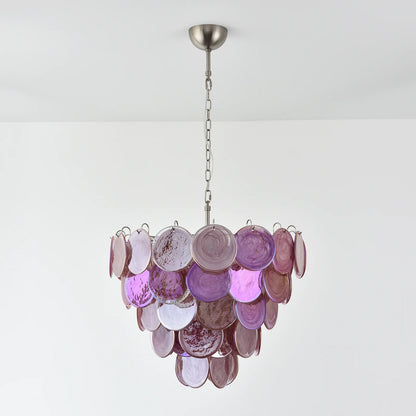 Pink Disc Murano Chandelier - - Chandelier