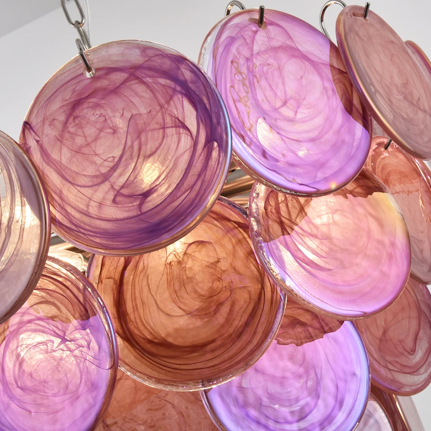 Pink Disc Murano Chandelier - - Chandelier