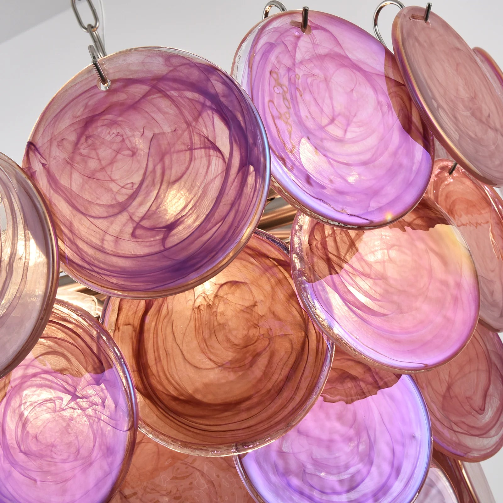 Pink Disc Murano Chandelier - - Chandelier