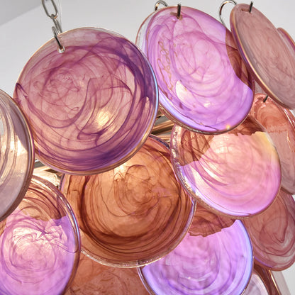 Pink Disc Murano Chandelier - - Chandelier