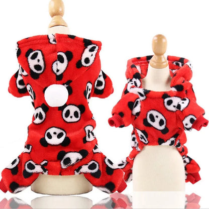 Fleece Dog Jumpsuit Red Small