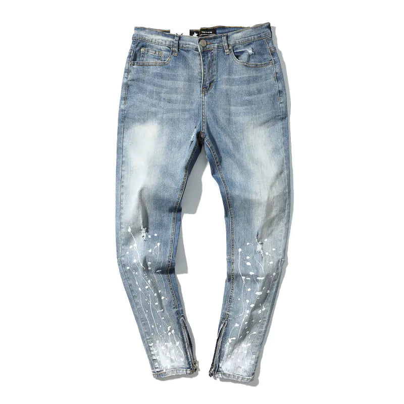 Ripped Splatter Denim Jeans - Kia Day Design