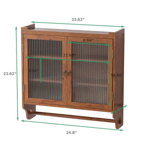 Glass Three Tier Double Door Wall Cabinet with Towel Rail - Kia Day Design