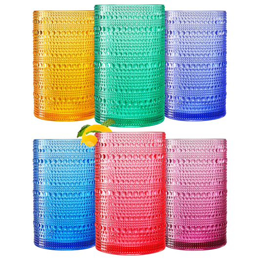 Madrid Acrylic Highball Hobnail Glassware Set of 6 - - Highball