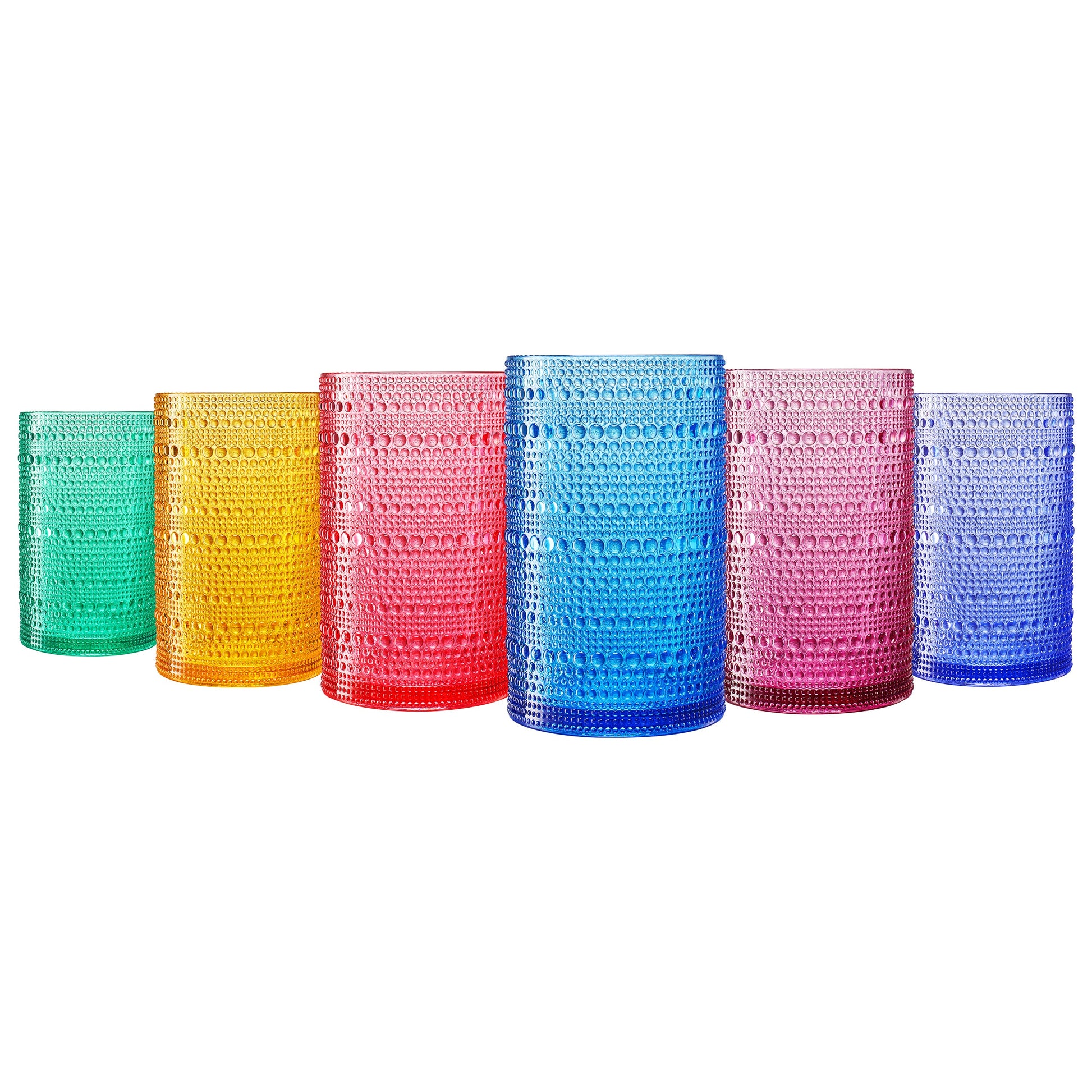 Madrid Acrylic Highball Hobnail Glassware, Set of 6 - - Highball