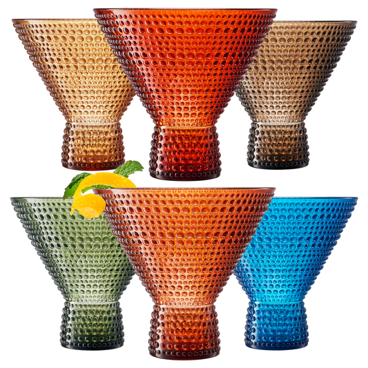 Eze Acrylic Martini Hobnail Glassware Set of 6 - - Martini