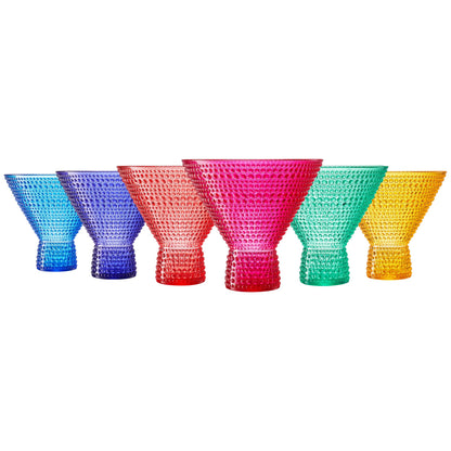 Madrid Acrylic Martini Hobnail Glassware, Set of 6 - - Martini