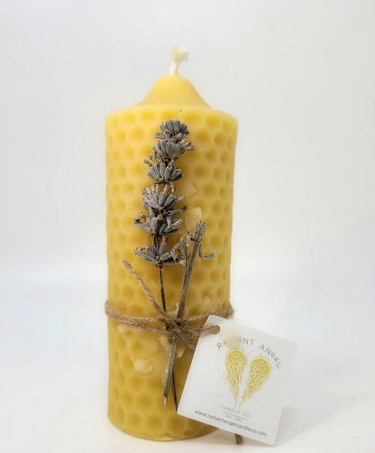 Honeycomb Beeswax Pillar Candle - - Candle