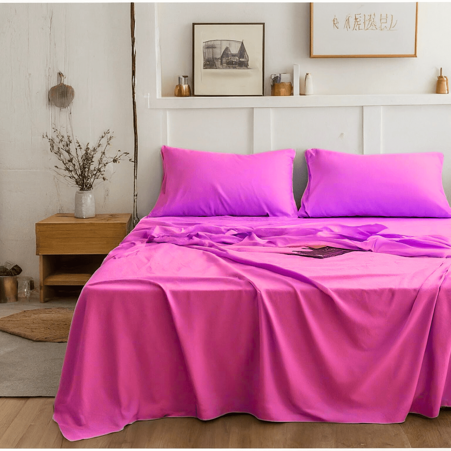 Tache Microfiber Rose Pink Bed Sheet Set (505-RP-BSS)- Tache Home Fashion- {{Product type}}