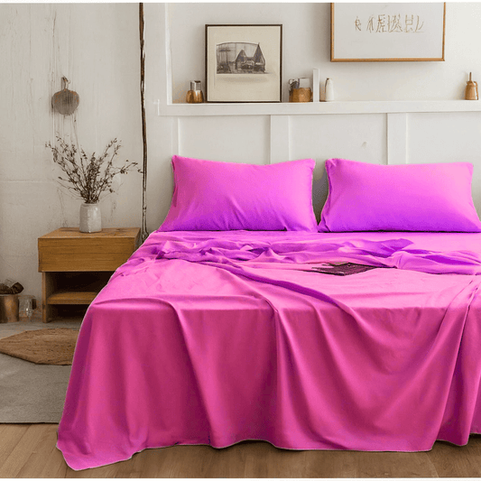 Tache Microfiber Rose Pink Bed Sheet Set - - Bed Sheet