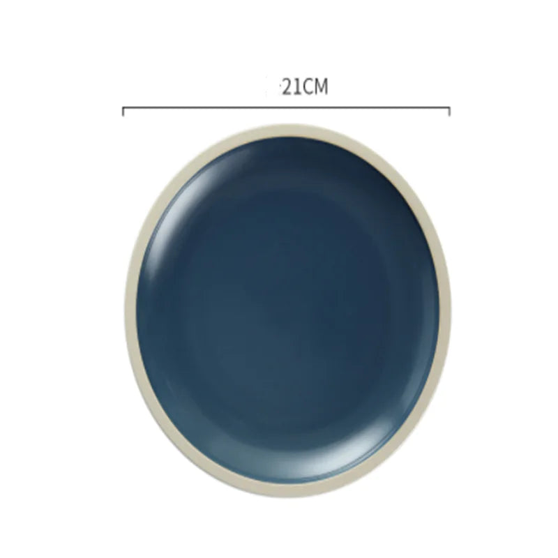 Morandi Ceramic Round Dinner Plates - Blue 8inches - plates