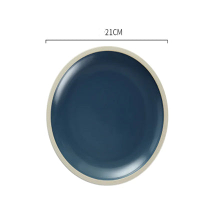 Morandi Ceramic Round Dinner Plates - Blue 8inches - plates